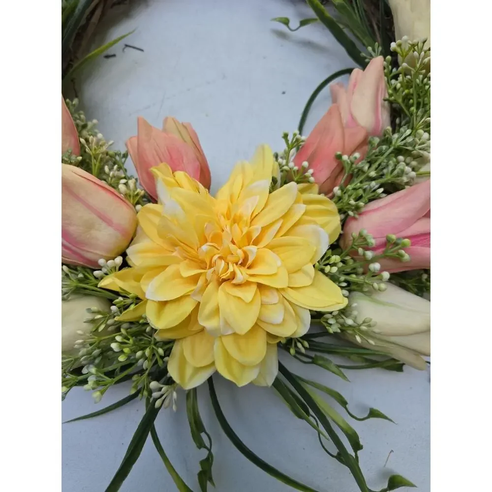 Handmade Spring Tulip Carnation Wreath 21